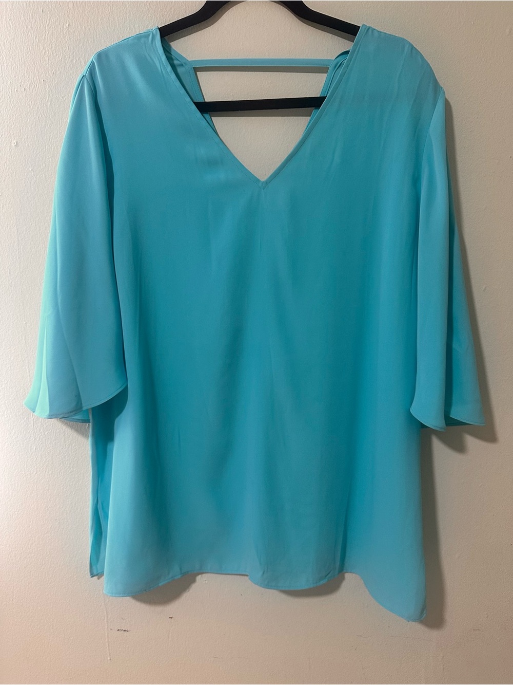 Chico's Turquoise V-Neck Flutter Sleeve Tunic
